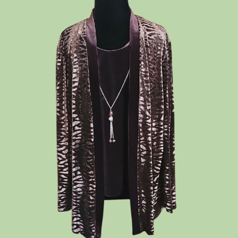 Vintage R & M Richards by Karen Wong 1 piece slip over long cardigan made in USA